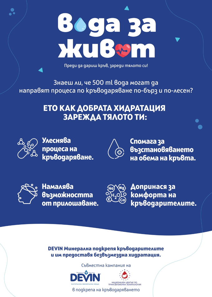 Над 40 хил. души дариха кръв и се хидратираха в рамките на инициативата на DEVIN и НЦТХ