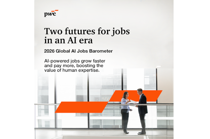 PwC AI Jobs Barometer 2026: AI променя глобалния пазар на труда в две посоки, с фокус човешките умения